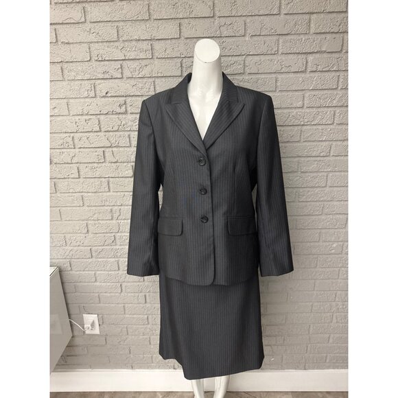 Kasper Women Gray Business 2 Piece Skirt Suit Size 12 - Picture 1 of 8